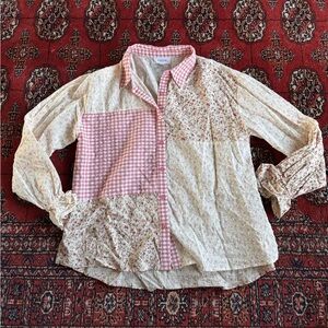 Patchwork Floral and Gingham Blouse